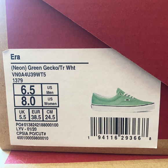 New Vans Era Neon Gecko/Tr wht - Picture 9 of 9